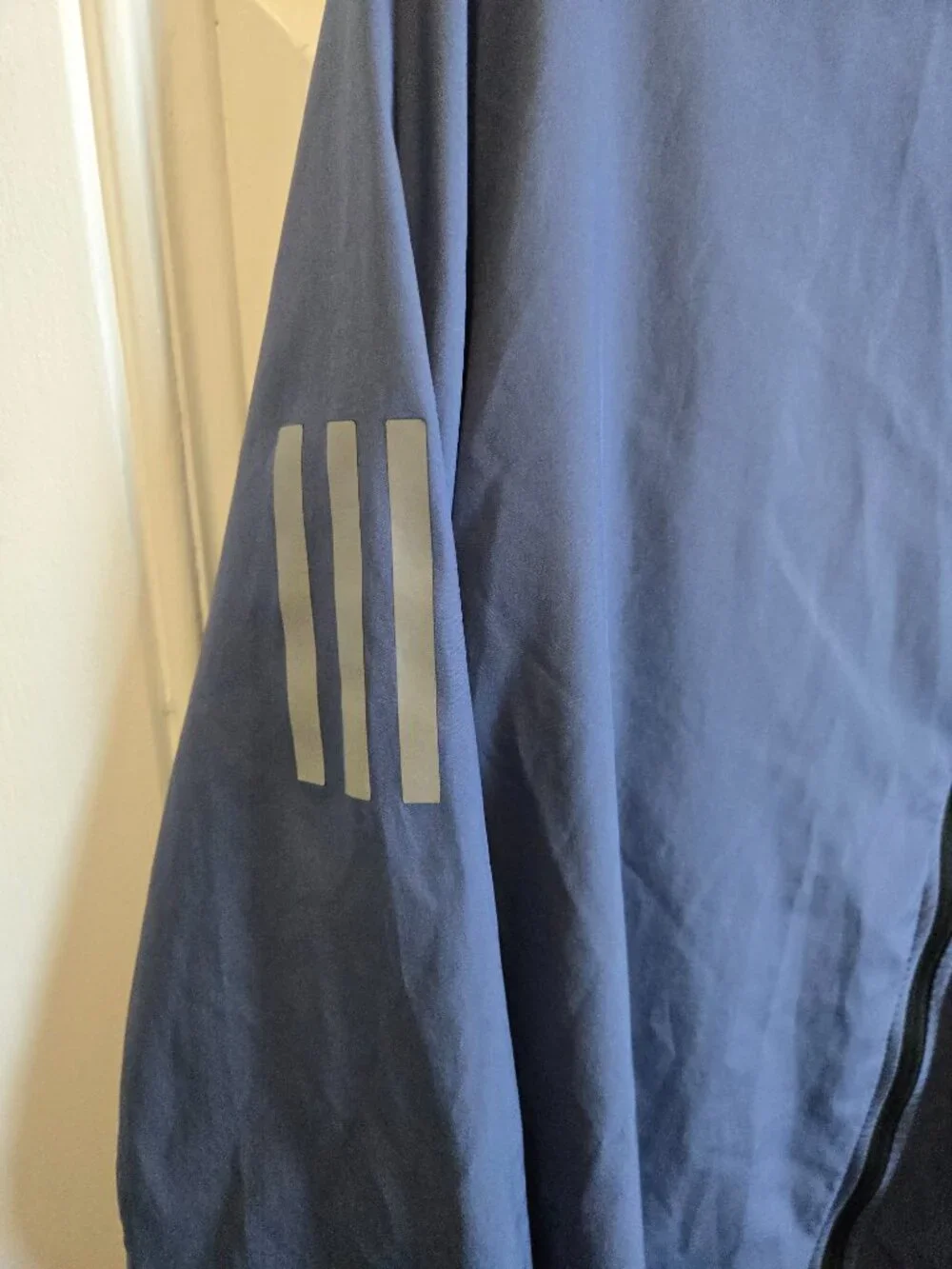 Adidas Running Blue Reflective Full Zip Lightweight Windbreaker Jacket Mens L